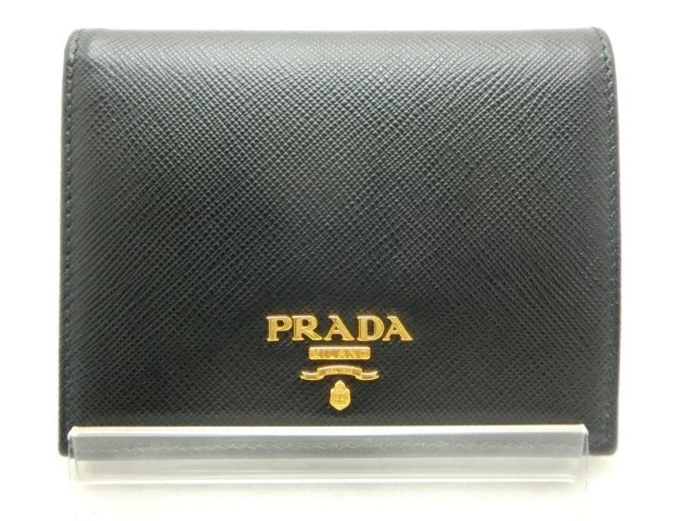 Prada Handbag Bi fold Wallet Saffiano Nero Black